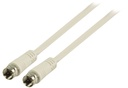 F-kabel, Hvid, han/han, 5m