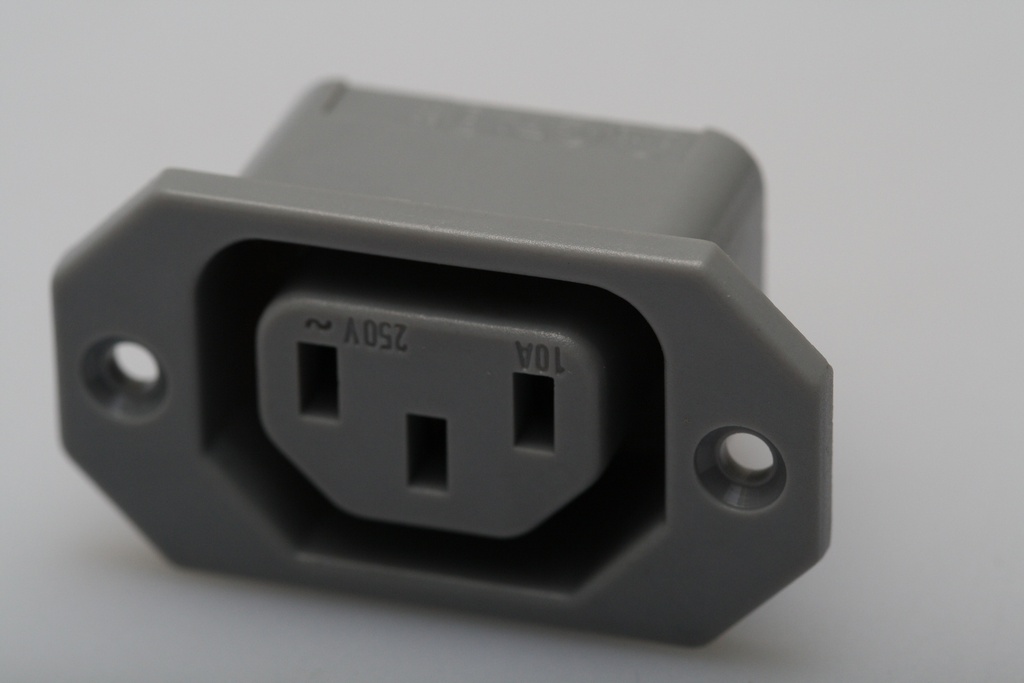 IEC C13 Power Jack, Spacing=40mm 2,8mm GRÅ