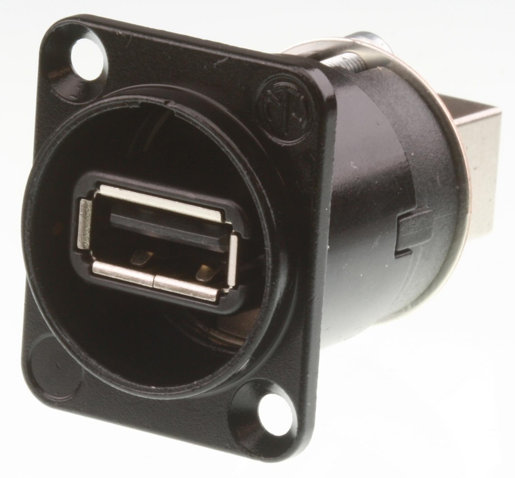 Neutrik USB chassis bøsning A/B USB 2.0 Sort