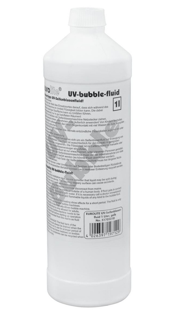 Sæbeboblevæske, UV-Aktiv, 1 L, gul