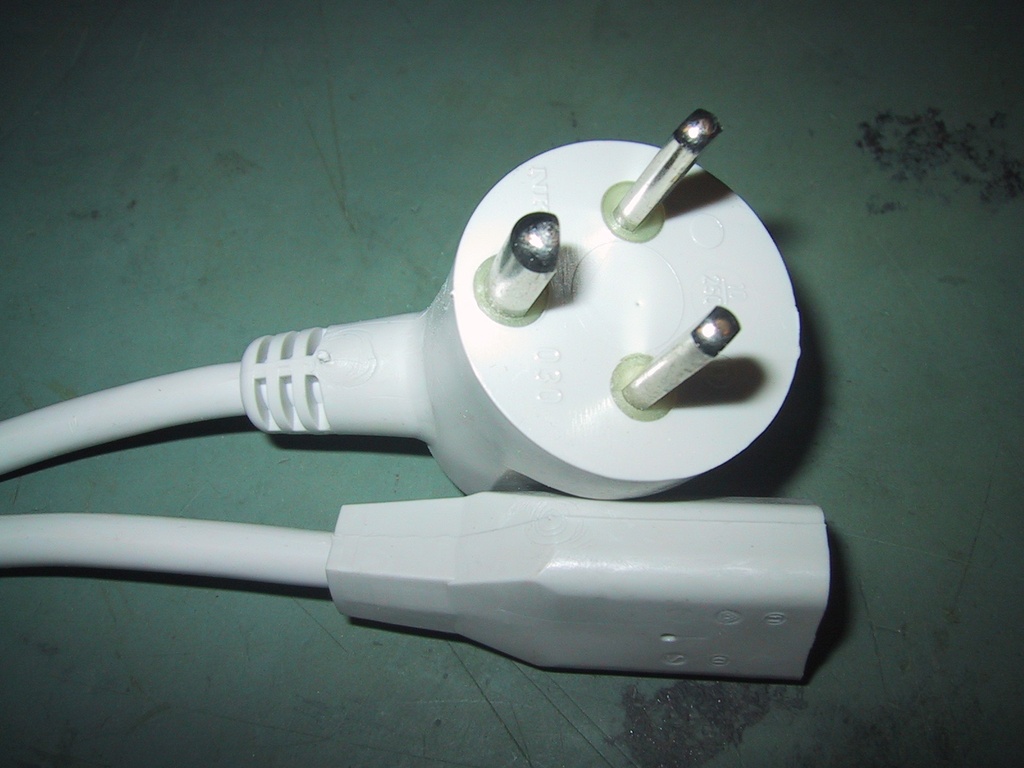 Apparat kabel m. vinklet EDB stik, 2m, Grå