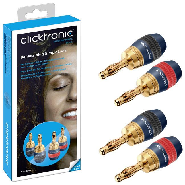 Banana plug SimpleLock 4-pc. plug set for assembly of speaker cables