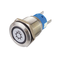Metal Trykknap kontakt Hvid 19 mm med lys symbol