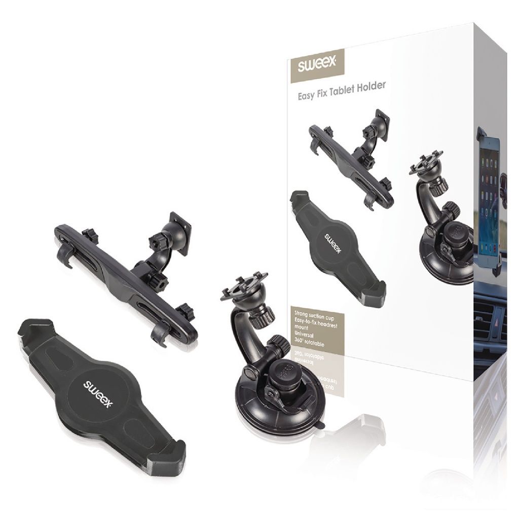 Universal Tablet Mount In-Car Window and Headrest Black