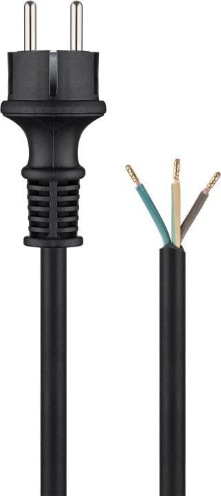 Schuko Netledning 3x1,5mm. 0,5m. Sort