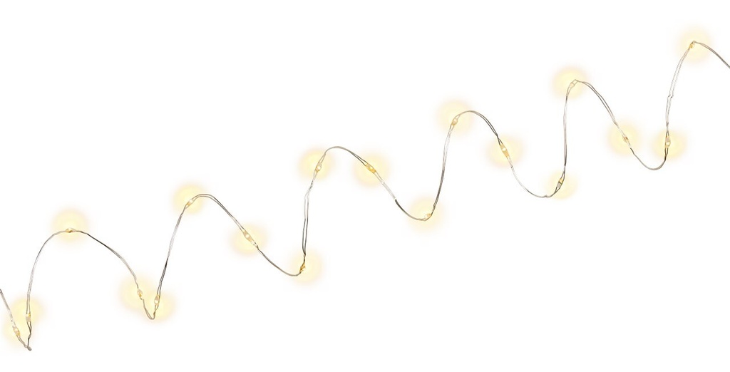 Lyskæde indendørs m/timer 1,05m (20 LED) Sølv