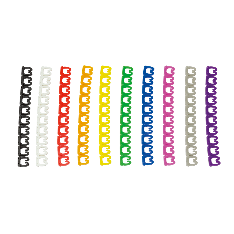Farvekode clips - Til patchkabel, 10x10 stk