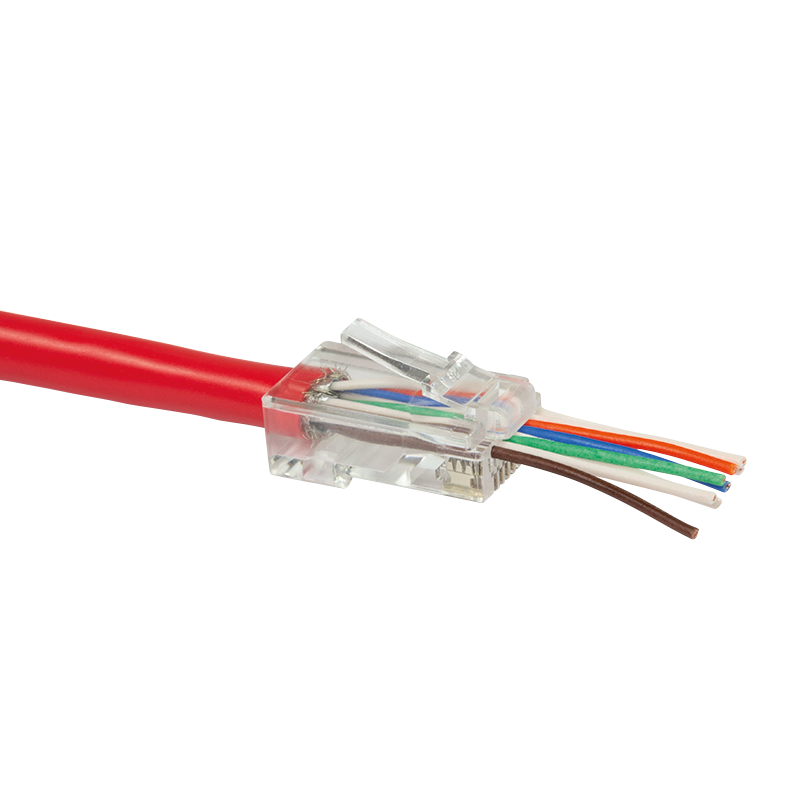 Cat.6/flex & solid/utp 8P8C RJ45 Modular plug for RUND kabel - open front