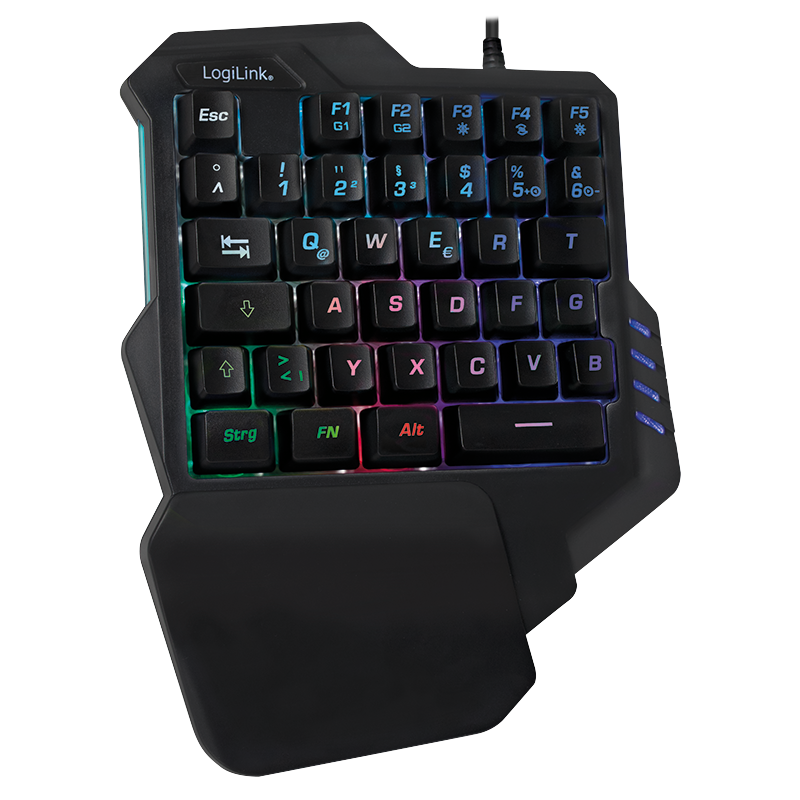 LogiLink® Illuminated one-hand gaming keyboard, black