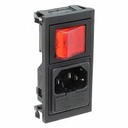 IEC C14 Plug Switch Fuse med RØD lys i switch