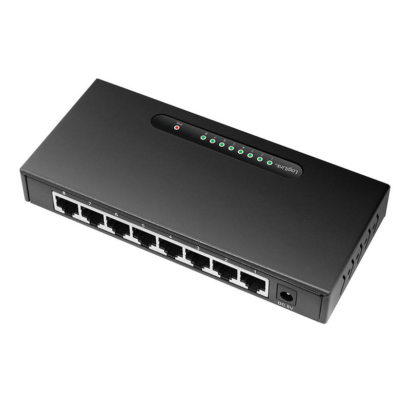 8-Port 10/100/1000 desktop switch, metalhus