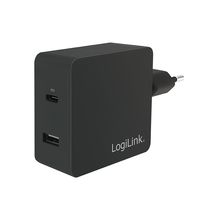 USB strømforsyning, 1A, 45W 1x USB-C og 1x USB-A Port
