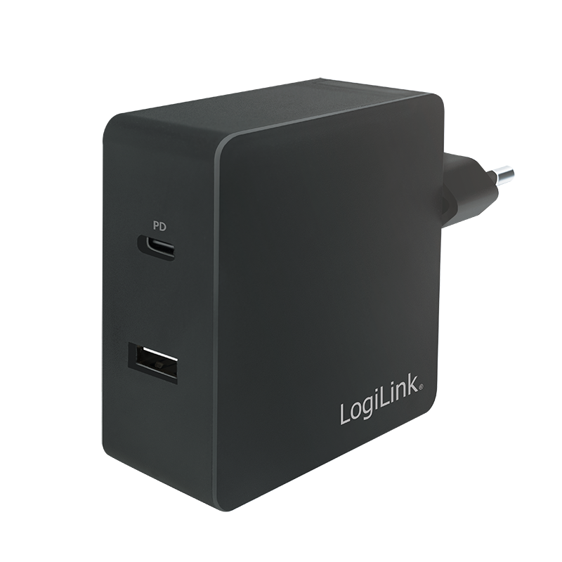 USB strømforsyning, 1A, 65W 1x USB-C og 1x USB-A Port