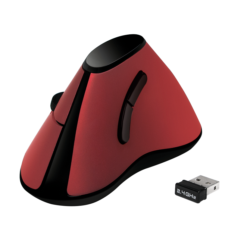 LogiLink® Ergonomic Vertical Mouse, wireless 2.4 GHz, red