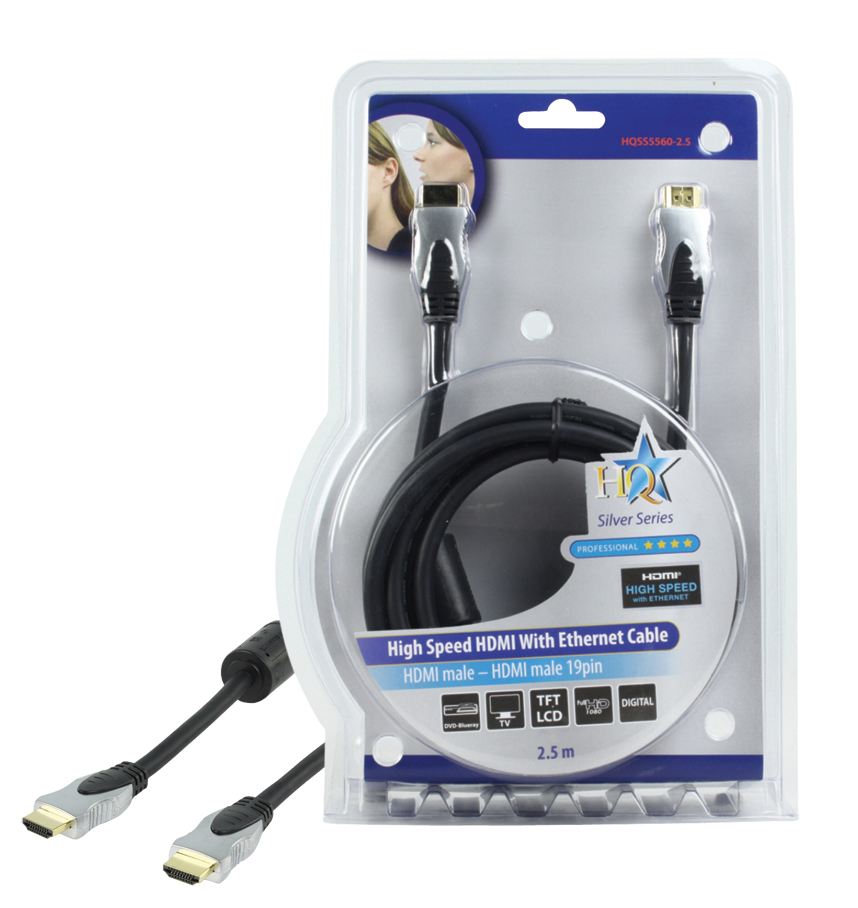 HQ HDMI 1.4 HIGH SPEED med ethernet, 2,5m