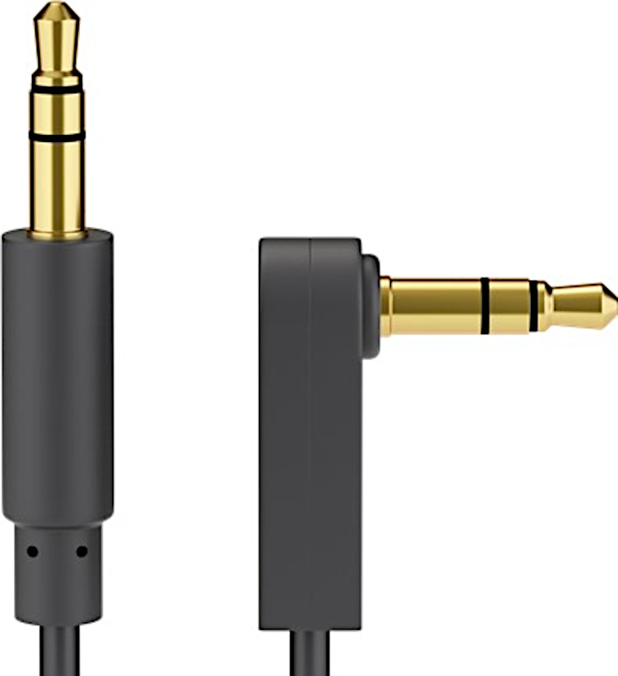 Minijack 3.5mm stereo kabel, 90°, 1,5m