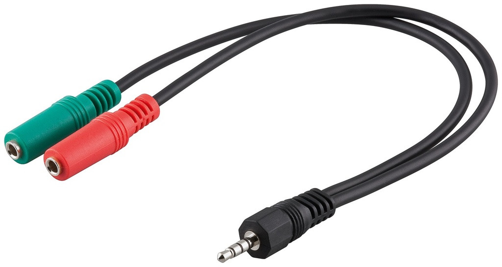 3,5 mm jack adapter kabel 3,5 mm stik (4-polet, Stereo)> 2x 3,5 mm stik (3-polet, stereo)