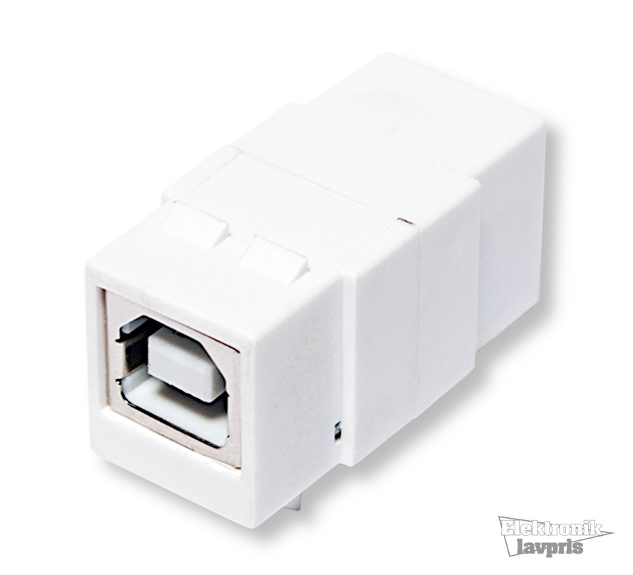 USB 2.0 keystone-stik, B/F til USB-B/F, hvid