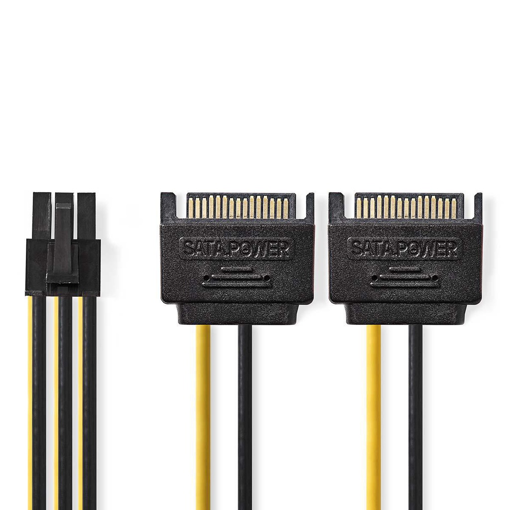 Splitterkabel, PCI Express hun > 2x SATA 15-pin han, 0.15m