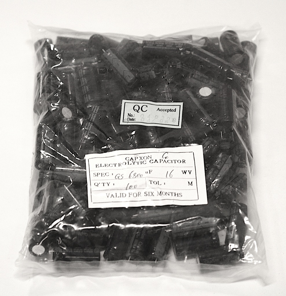 El-Capacitor 6800µF/16V 16x36, pose med 100 stk.