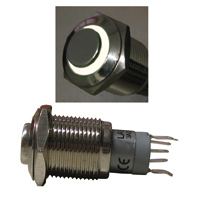 Trykafbryder/omskifter 16mm. med hvid ringlys
