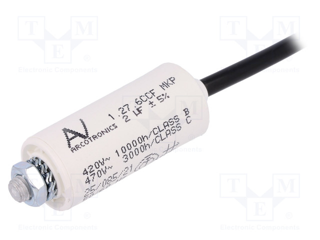 Motor capacitor 2 F 420VAC =45x71,5mm.