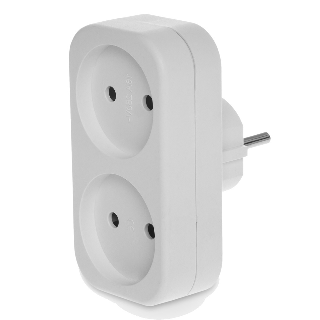 Dobbeltstik, 2-vejs splitter, hvid