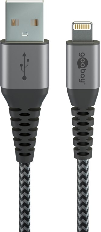 Apple Lightning til USB A ,Tekstil, grå/sølv, 2 meter