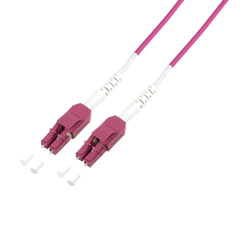 Fiber duplex patch cable, OM4, 50/125µ, Uniboot LC-LC, erika violet, 1 m
