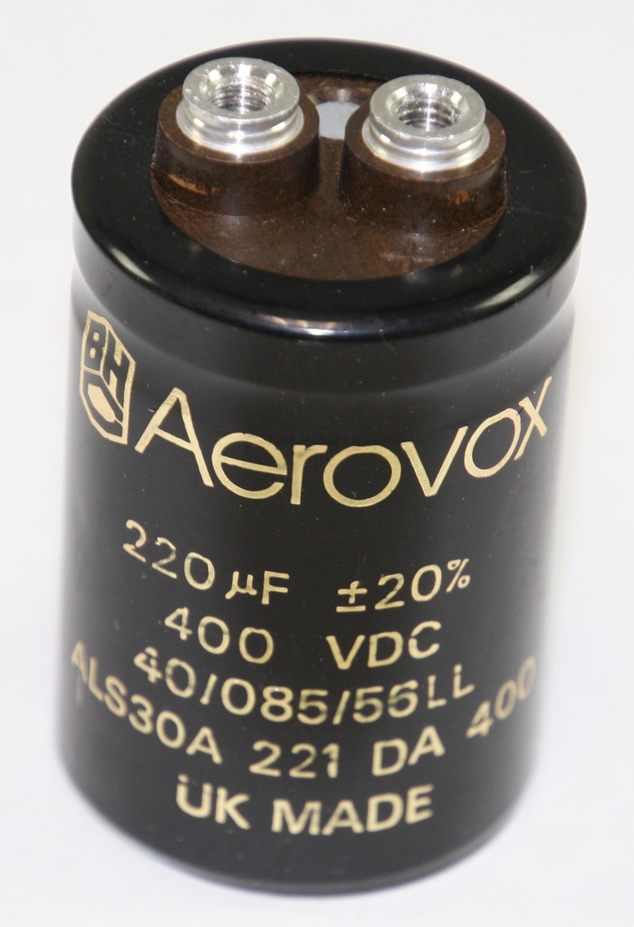 Kondensator, snaplås 220uF 20% 400V, KEMET