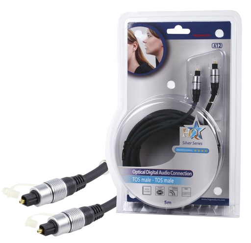 [138624] HQ optisk kabel, Toslink han -&gt; Toslink han, 5 meter
