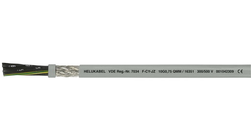 [138680] Styrekabel med skærm   4  x2.50 mm² Blank kobbertråd, finkordelig med skærm PVC Grå, RAL 7001, 16418, Helukabel