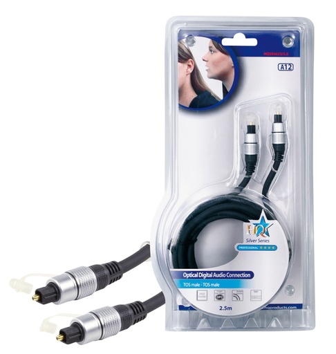 [138697] HQ optisk kabel, Toslink han -> Toslink han, 2,5 meter
