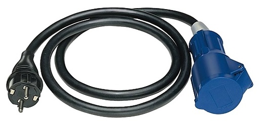 [139300] Adapter Kabel. Ind Schuko Han 230V,16A. Ud CEE 230V,16A IP44 1,5m Sort