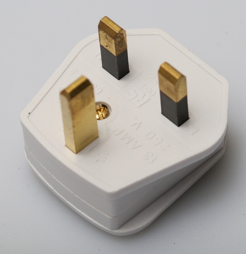[140218] Engelsk netstik, Med 5A sikring Han HVID