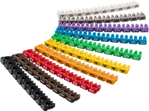 [140285] Kabel markør klip for kabel diameter op til 2,5 mm, Cifre 0-9