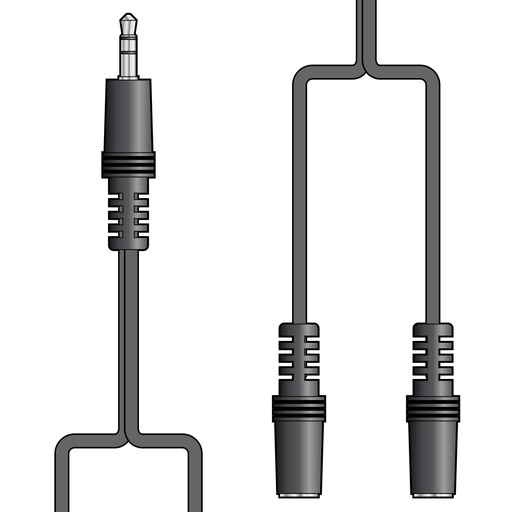 [140293] Splitterkabel 3,5mm. Stereo han > 2 x Stereo hun, 120cm.