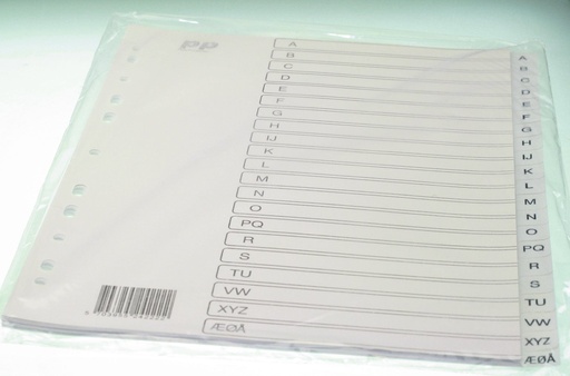 [140349] Register PP A4 grå plast A-Å m/kartonforblad