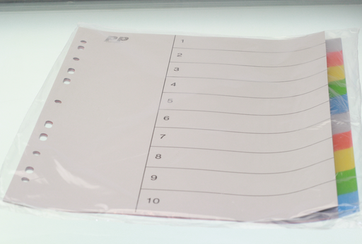 [140354] Register PP A4 grå plast 1-10 m/kartonforblad
