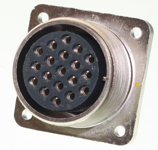 [140513] 19-Polet Cirkulær konnektor Boksmontering Receptacle, Socket Contacts, kappestørrelse 22