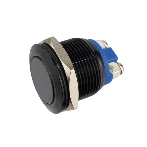 [140524] Aluminium knap 19 mm sorte 1 x Tryk kontakt hoved flad