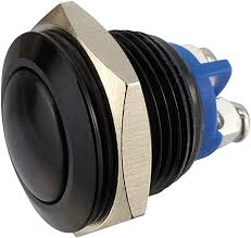 [140755] Tryktast ALU SORT 16 mm. 1 x OFF/(ON) Tast: Konveks