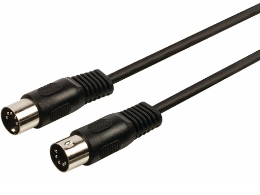 [141847] DIN kabel, 5 polet han/han, 1,2m. sort