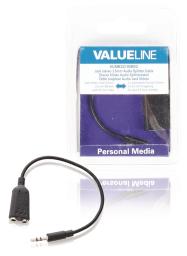 [142171] Stereo Audio Cable 3.5 mm Male - 2x 3.5 mm Male 0.20 m Black