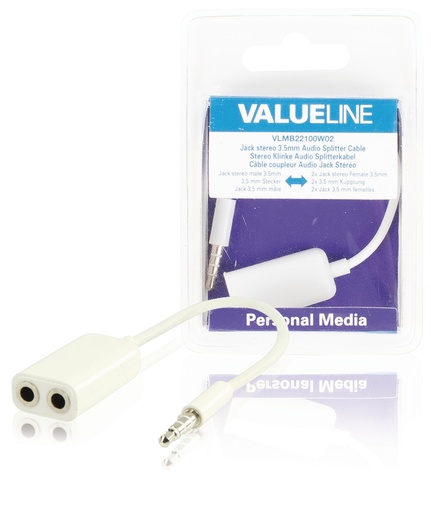 [142172] Stereo Audio Cable 3.5 mm Male - 2x 3.5 mm Male 0.20 m White