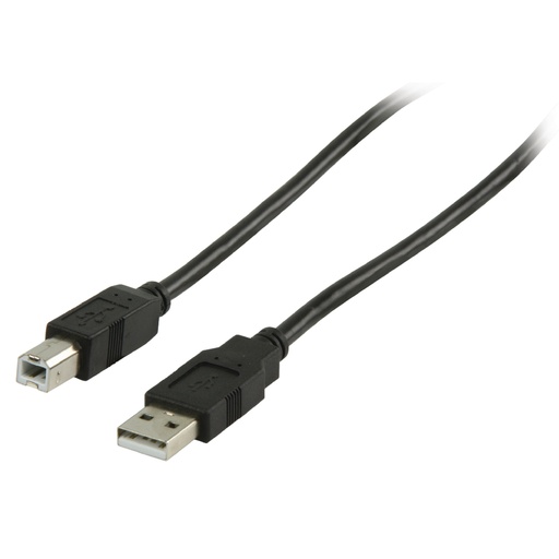 [142944] USB Kabel, 2.0 - USB A Han - USB-B Han, 0.5 m, sort