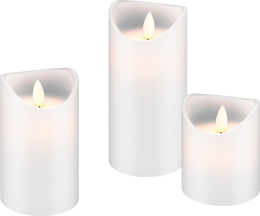[143419] LED stearinlys med bevægelig flamme, 3 stk. med timer