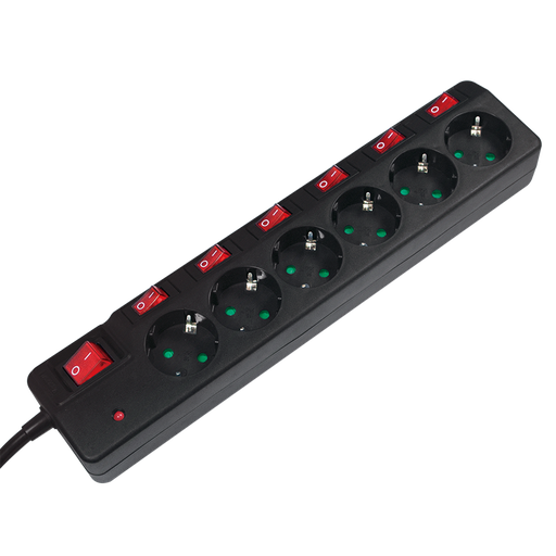[143641] LogiLink® 6-way socket outlet with single and main ON/OFF switches