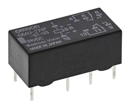 [143688] Omron Bistabilt relæ, 2-polet skifte Printmontering, 24V dc