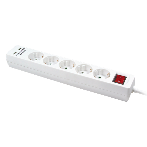 [143881] LogiLink® Socket Outlet 5-way with 2x USB, 1.4 m